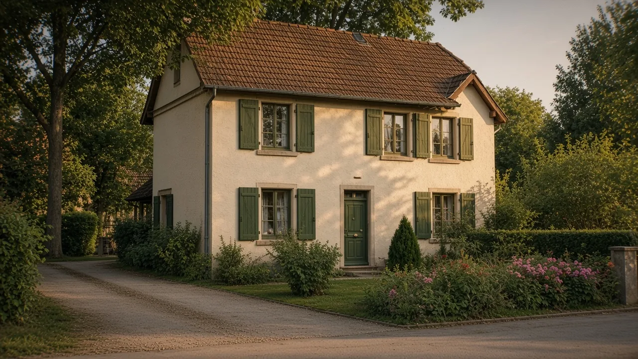 Maison traditionnelle aux volets verts dans le Haut-Rhin
